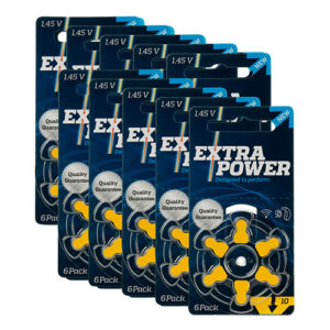 60 Pilhas Baterias Extra Power 10 PR70 para  Aparelho Auditivo  - 10 Cartelas C/ 6 Unidades
