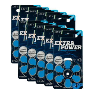 60 Pilhas Baterias Extra Power 675 PR44 para  Aparelho Auditivo  - 10 Cartelas C/ 6 Unidades